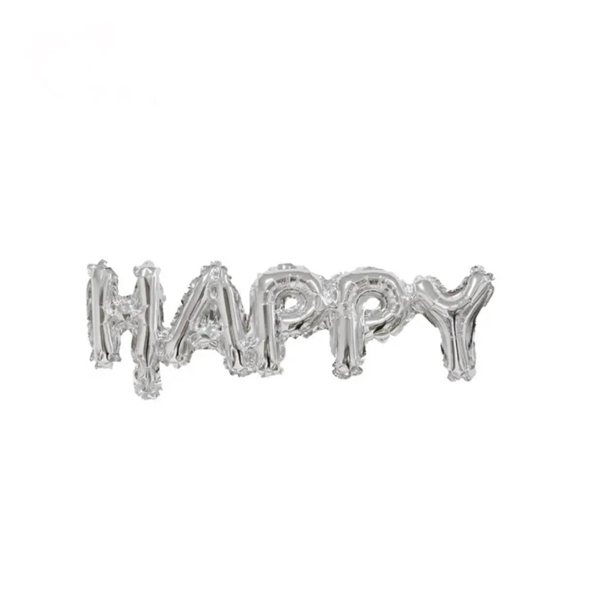 

Фольгированная гирлянда-надпись из шаров Happy серебристая, Серебристый