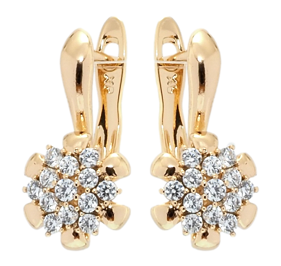 

Серьги Xuping Позолота 18K английский замок "Цветочки с цирконием"