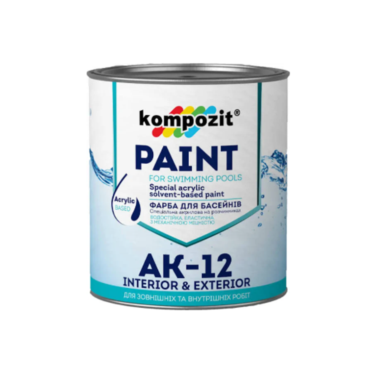 

Краска для бассейнов Kompozit АК-12 голубая 2.8кг, Голубой