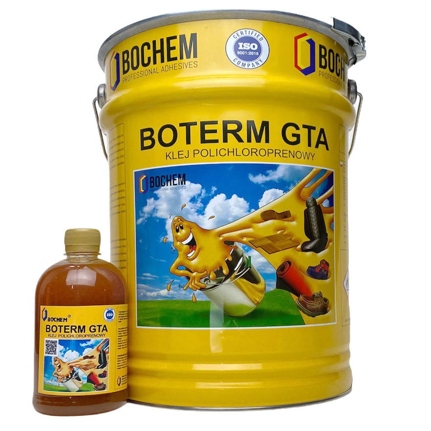 

Клей BOTERM GTA 0,5л, полихлоропреновый каучуковый для кожзама, ткани, карпета, Польша