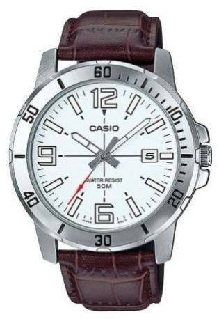 

Мужские наручные часы с кварцевым механизмом Casio оригинал Япония MTP-VD01L-7BVUDF с кожаным ремешком
