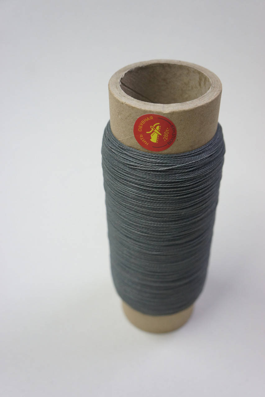 

Нить текс 280 вощенная 500 м. цвет в ассорт. серый