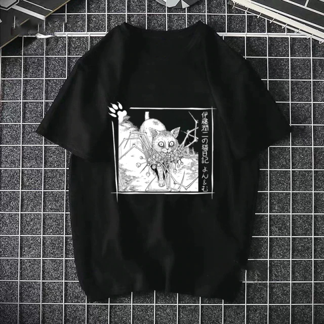 

Футболка черная LOYS Аниме black white print