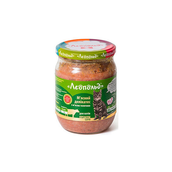 

Консервы Леопольд Мясные деликатесы с мясом телятины 500г для кошек