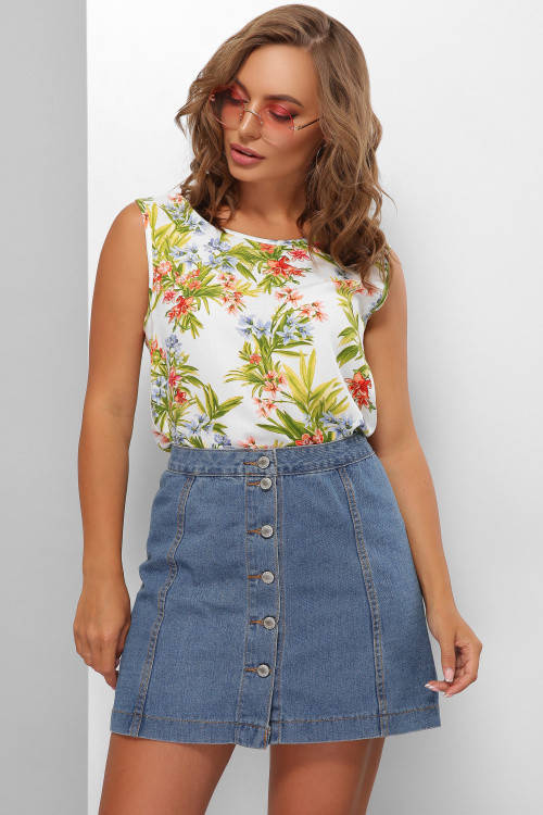 

Блуза в цветочный принт 1866 46, Белый