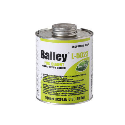 

Клей для труб ПВХ Bailey L-5023 946мл для больших диаметров ПВХ труб