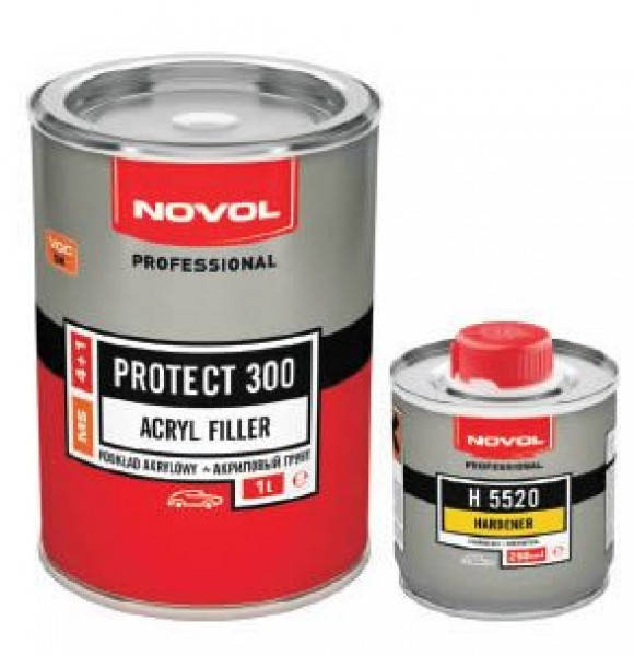 

Акриловый грунт для авто Novol Protect 300 4:1 MS 1л+отвердитель Н5220 0.25л белый (Новол Протект 300)