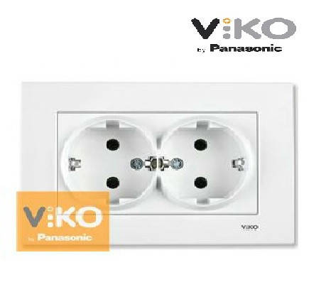 

Розетка двойная с заземляющим контактом Viko Karre скрытой проводки белая (Турция)