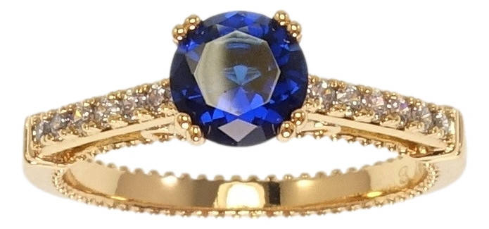 

Кольцо Xuping Позолота 18K "Искусная шинка инкрустация цирконием и вставкой синий кристалл" р.16,17,17.5,18.5