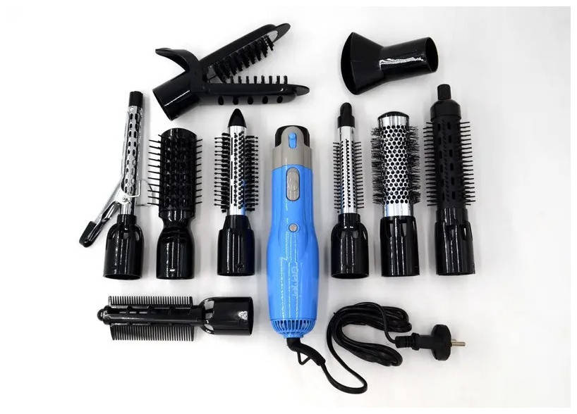 

Фен-щетка Gemei GM 4833 10 в 1 1000W Black | Воздушный фен щетка стайлер для волос