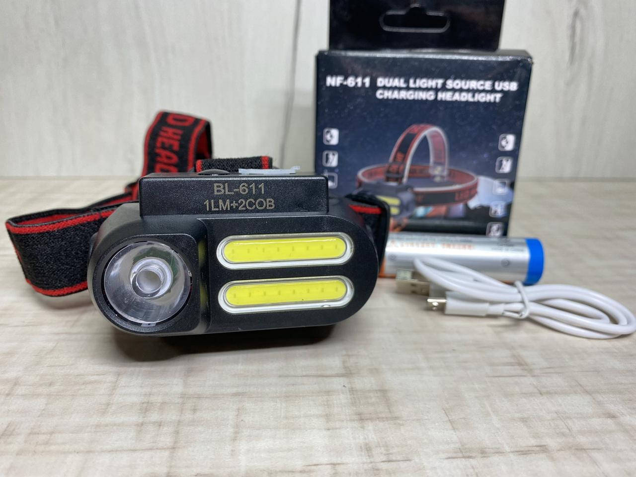 

Налобный фонарик с аккумулятором и USB зарядкой BL-611