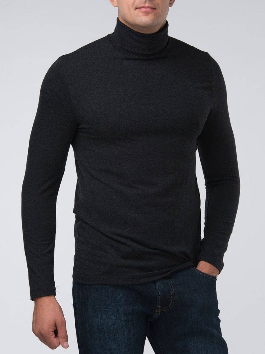 

Размеры: M, 4XL. Мужская водолазка, гольф (воротник с отворотом) - темно-серая 50