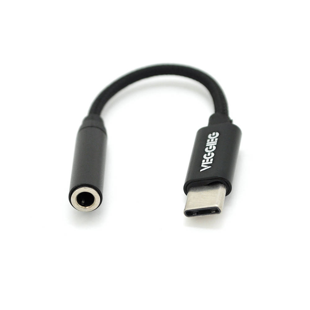 

Переходник VEGGIEG TC-201 Type-C(M) => Jack 3.5mm(F), 5см, Black, Пакет, Черный