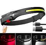 Налобний ліхтарик RIAS G28-LM+COB (біле+червоне світло) акумуляторний Type-C (7_00811), фото 2