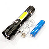 Ліхтар ручний акумуляторний RIAS RB224 T6+COB Zoom 1x18650 USB Black (7_00838), фото 2
