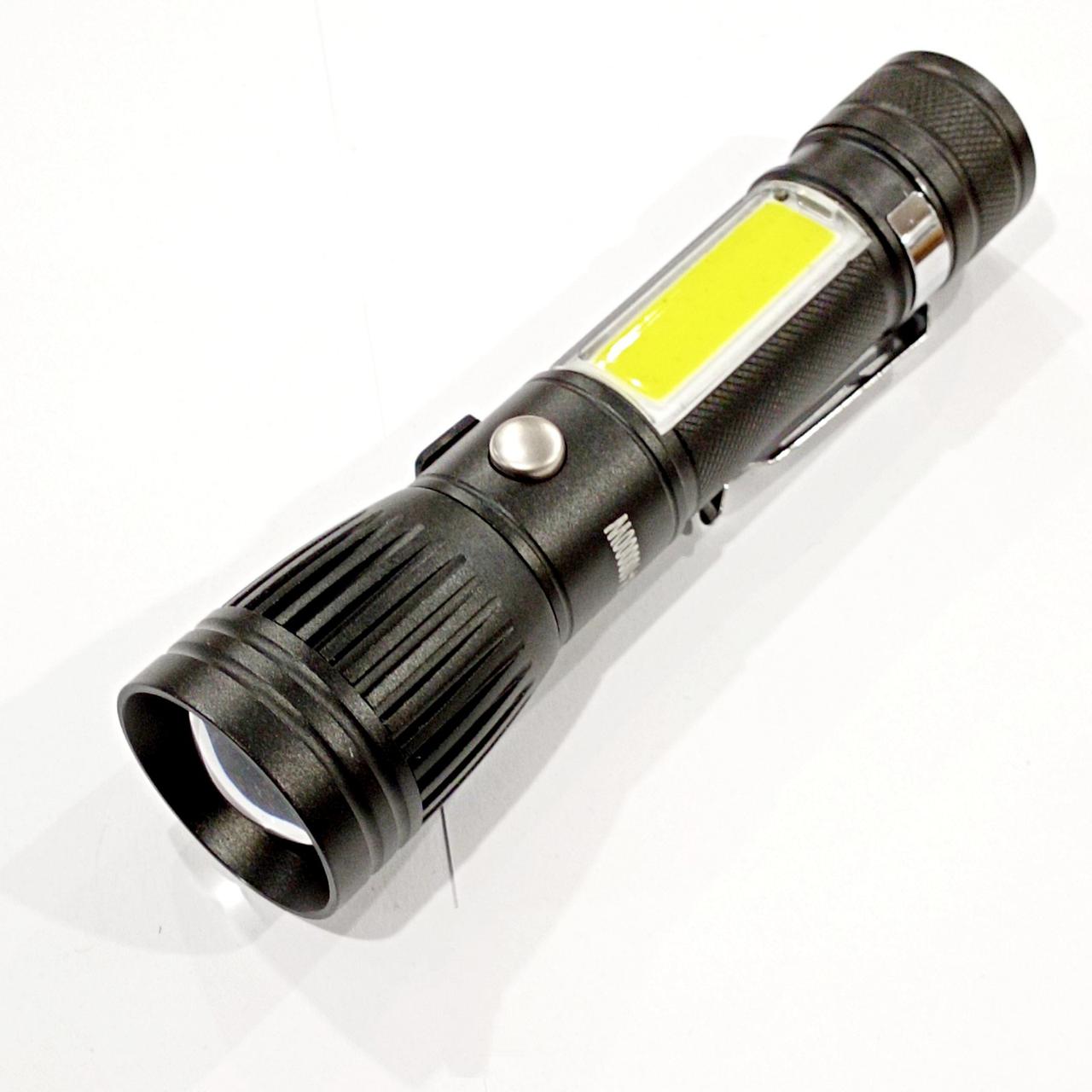 Ліхтар ручний акумуляторний RIAS RB224 T6+COB Zoom 1x18650 USB Black (7_00838), фото 1