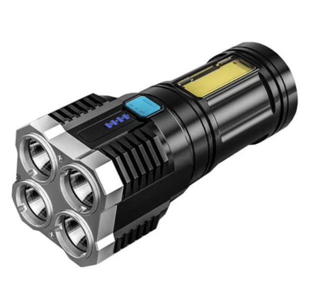 Ліхтар ручний акумуляторний RIAS X509 4xLED+COB microUSB Black (7_00885), фото 1