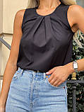 📌 Жіноча літня блузка без рукавів, прямого крою, однотонна, софт | Блуза стильна на літо | Норма та батал, фото 10