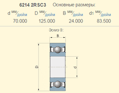 217832.0 підшипник Claas аналог 6214-2RSC3