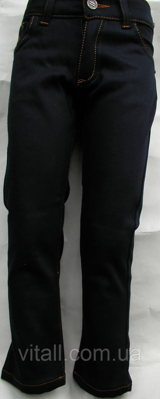 Стильные утеплённые котоновые брюки от 5 до 8 лет темно- синего цвета - фото 1 - id-p423289642