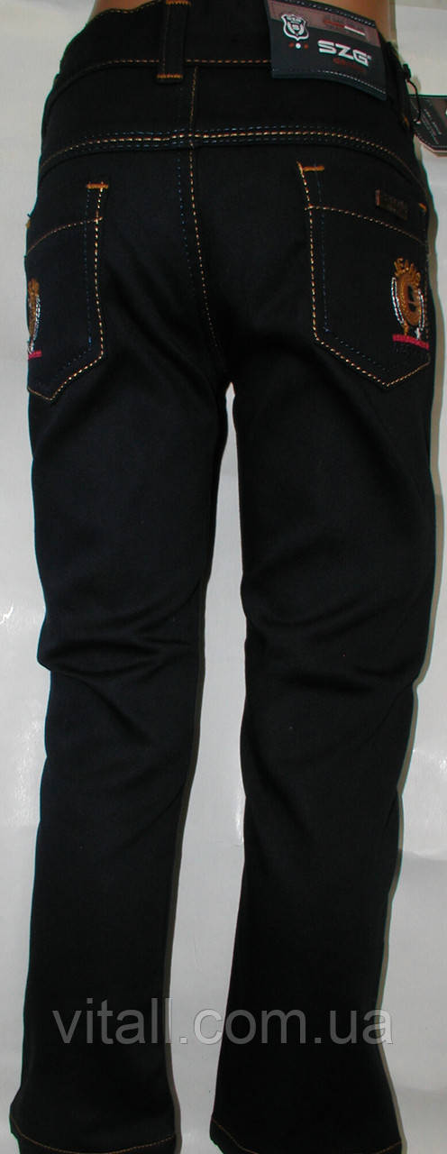 Стильные утеплённые котоновые брюки от 5 до 8 лет темно- синего цвета - фото 2 - id-p423289642