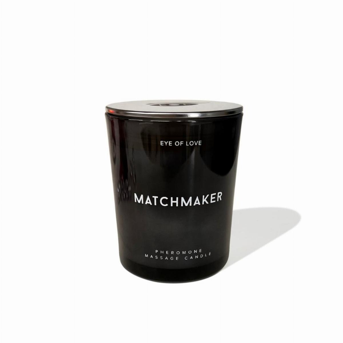 Масажна свічка з феромонами Eye Of Love Matchmaker Black Diamond у склянці, чорна