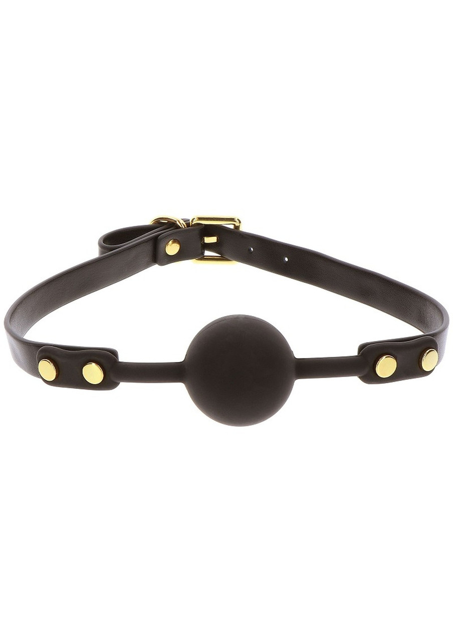 Кляп-кулька із золотою фурнітурою Taboom Ball Gag, чорний, фото 1