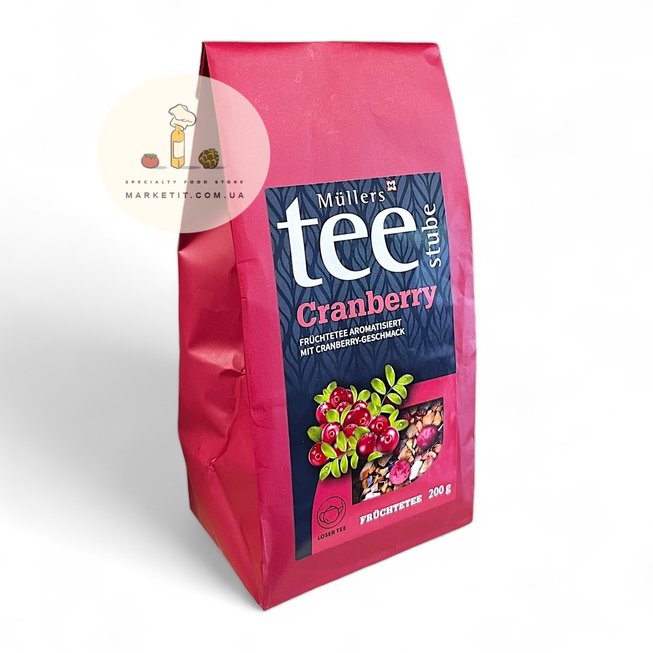Фруктовий чай розсипний Mullers Tee Cranberry, з журавлиною 200 г.