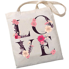 Екошопер Bookopt ВК4072 LOVE (квіти), бежевий