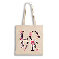 Екошопер Bookopt ВК4072 LOVE (квіти), бежевий, фото 3