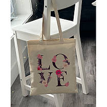 Екошопер Bookopt ВК4072 LOVE (квіти), бежевий, фото 4
