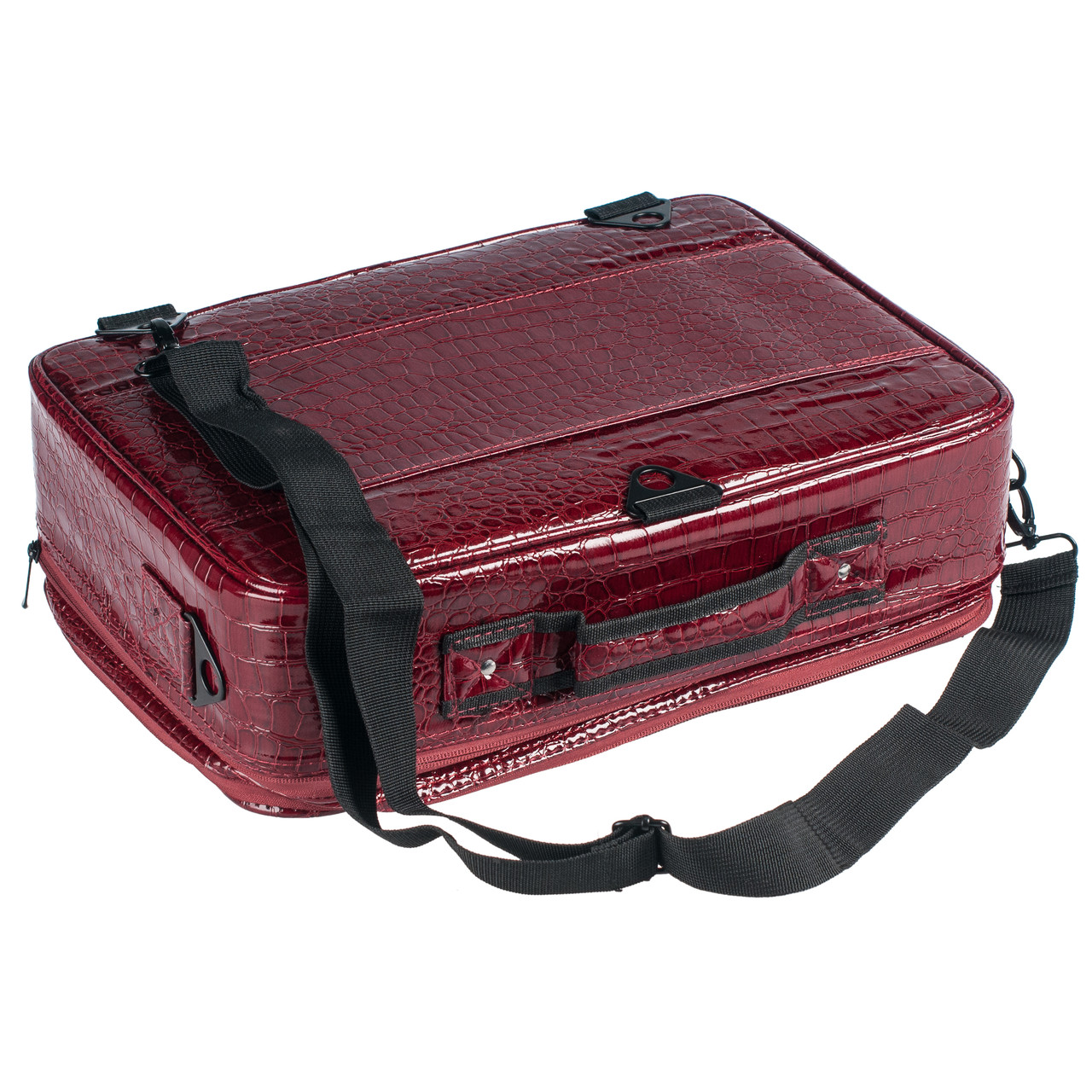 Професійний лаковий дипломат візажиста, косметолога, бардовий