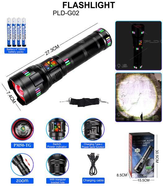 Ліхтар NIGHT VISION FLUORESCENCE G02-PM50-TG індикація заряду ЗУ Type-C zoom Box