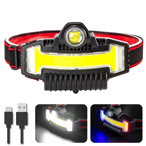 Ліхтар налобний BL-W685-LTS+COB (White+ RGB) Li-Ion акумулятор. ЗУ Type-C Box