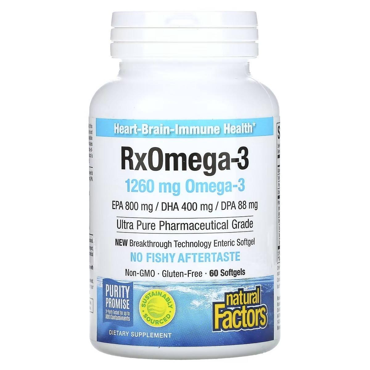 Омега-3, 1260 мг, RxOmega-3, Natural Factors, 60 гелевих капсул, фото 1
