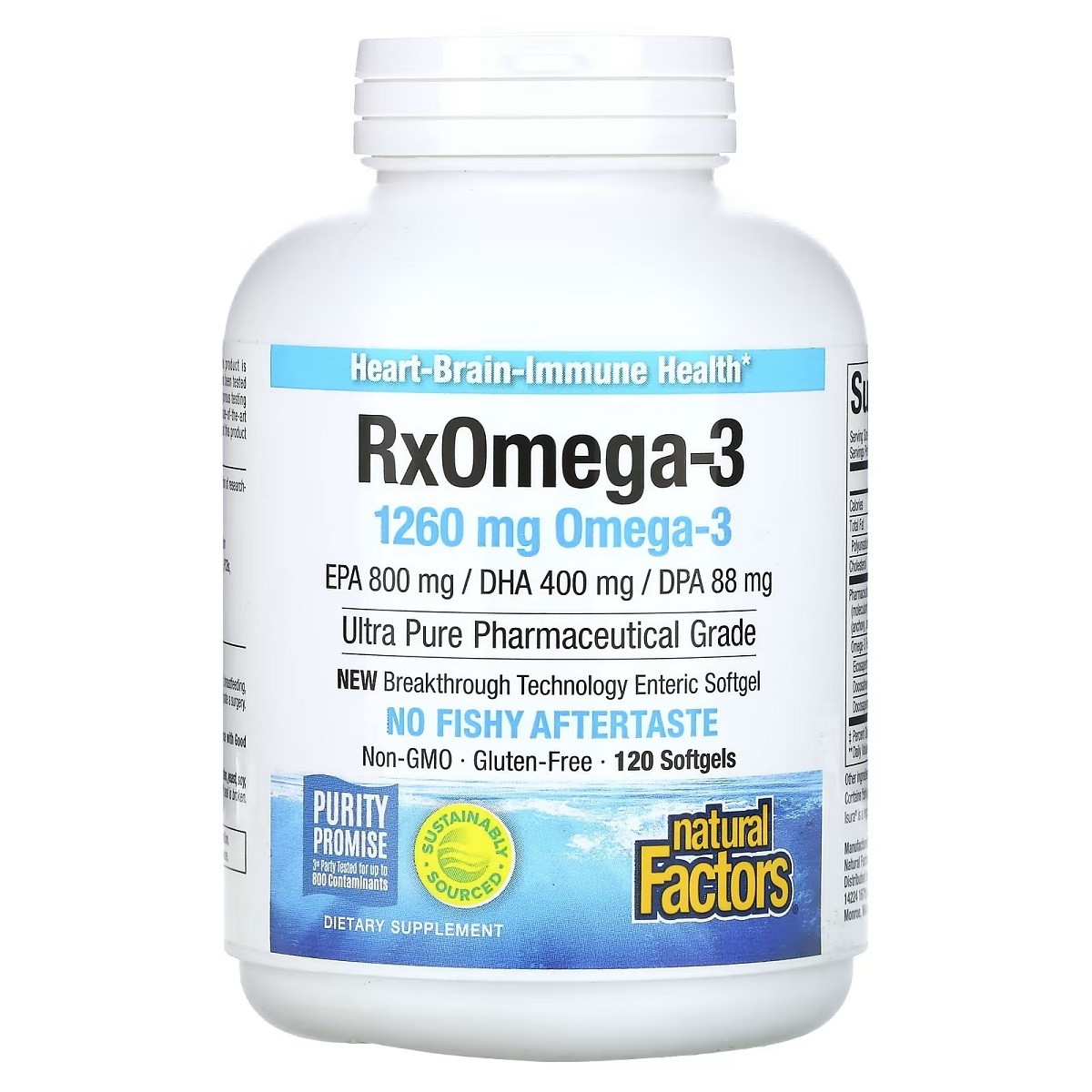 Омега-3, 1260 мг, RxOmega-3, Natural Factors, 120 гелевих капсул, фото 1