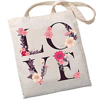 Екошопер Bookopt ВК4072 LOVE (квіти), бежевий
