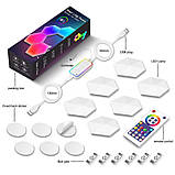 Модульный настінний світильник LED RGB 5V соты SAL-011B 6pcs Bluetooth USB with app, фото 7
