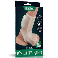 Насадка на пеніс Vibrating Ridge Knights Ring with Scrotum Sleeve, Білий