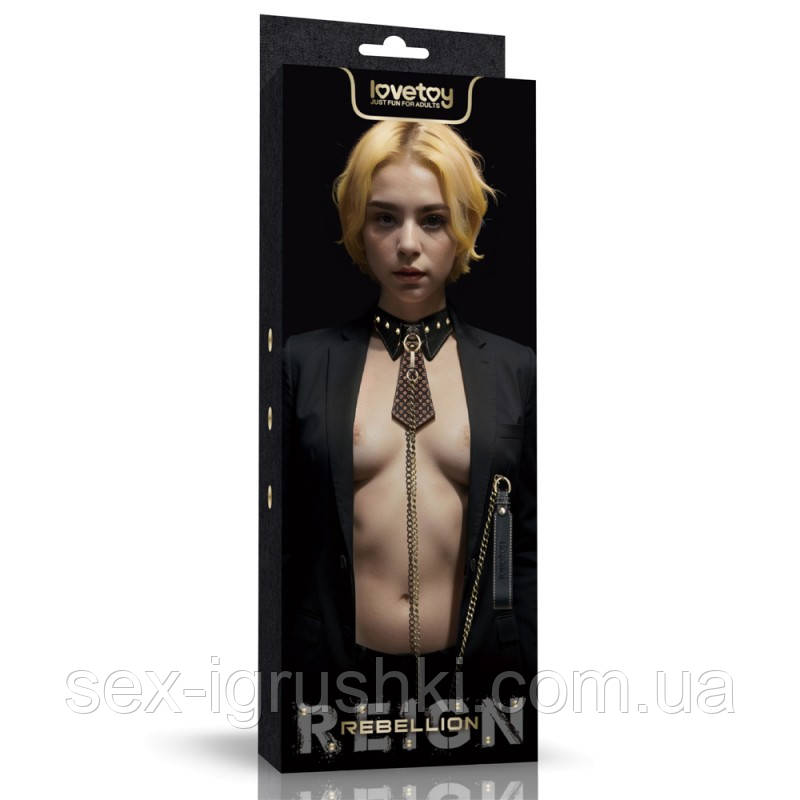 Нашийник з повідцем та краваткою Rebellion Reign Collar, Черный