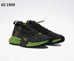 Кросівки чоловічі чорні із зеленою підошвою текстиль 44 Reebok Zig Kinetica Edge