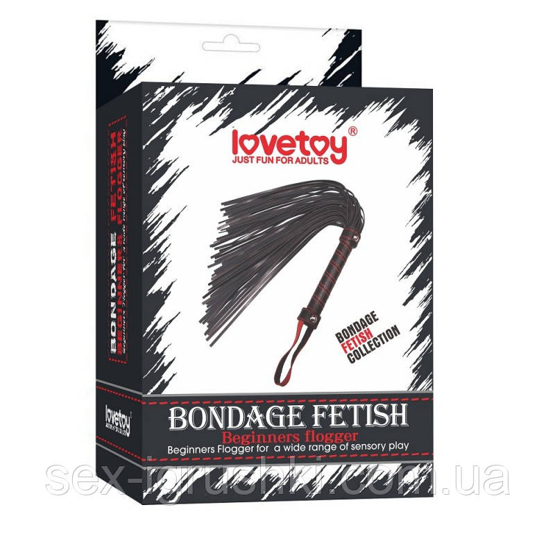 Плеті з рукояткою чорно-червона Bondage Fetish Beginners Flogger, Черный