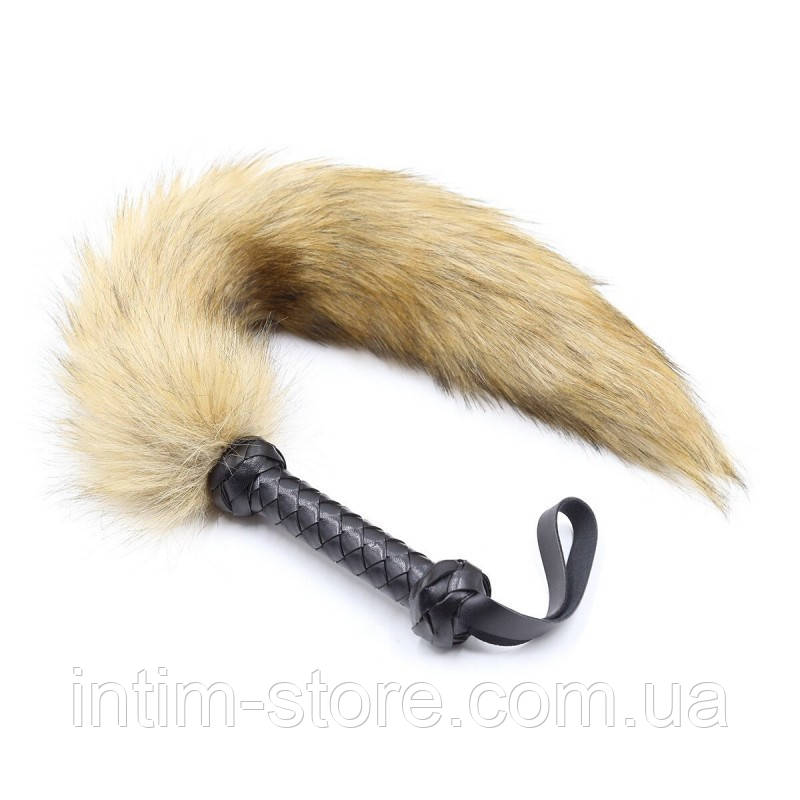 Коричневий хутряний хвіст лисиці з рукояткою Fox Tail Whips, фото 1