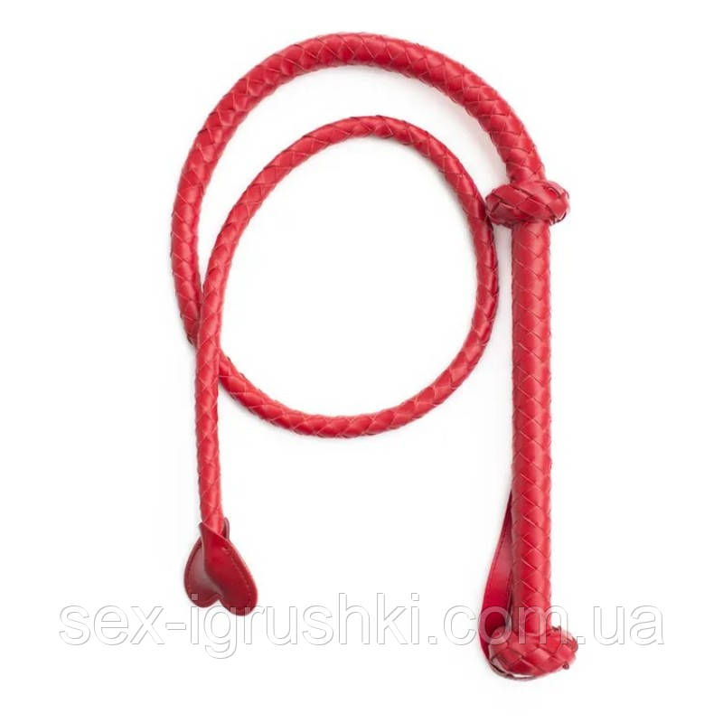 Довгий батіг із серцем на кінці Fetish Leather Whip Red, Червоний