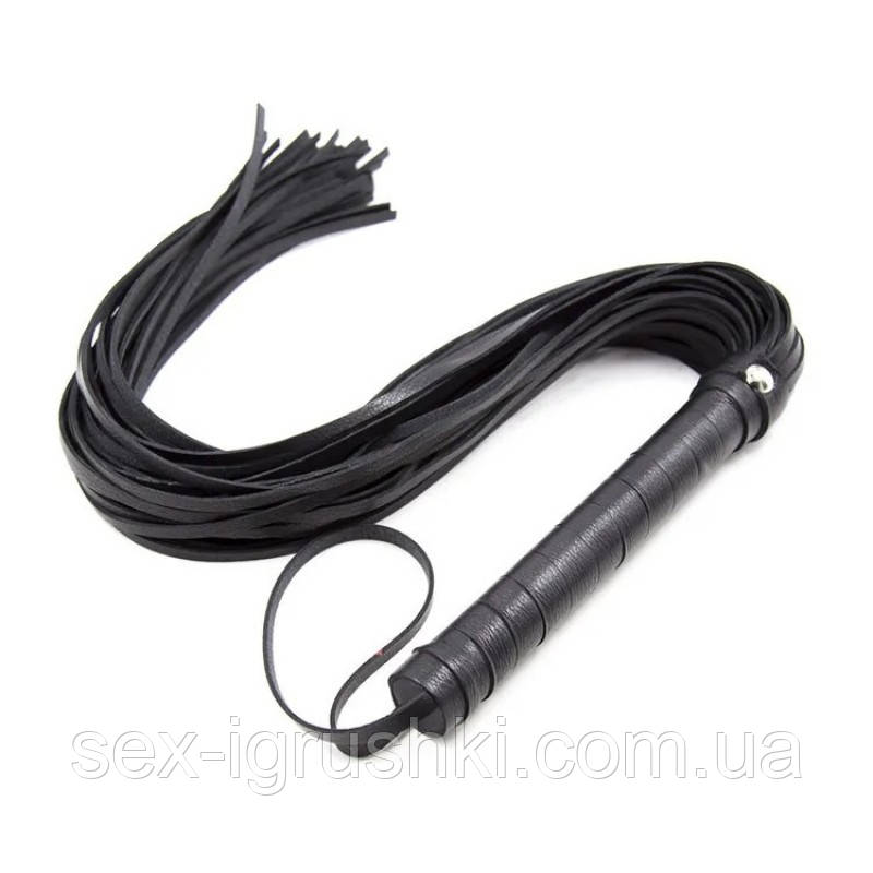 Класичний чорний батіг з рукояткою Leather Whip Black, Черный