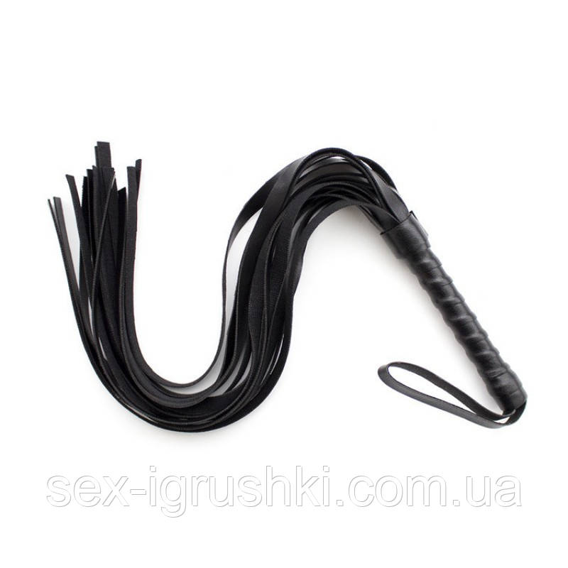 Плетіти з рукояткою для рольових ігор Flirt Whip Bound Leather Black, Черный