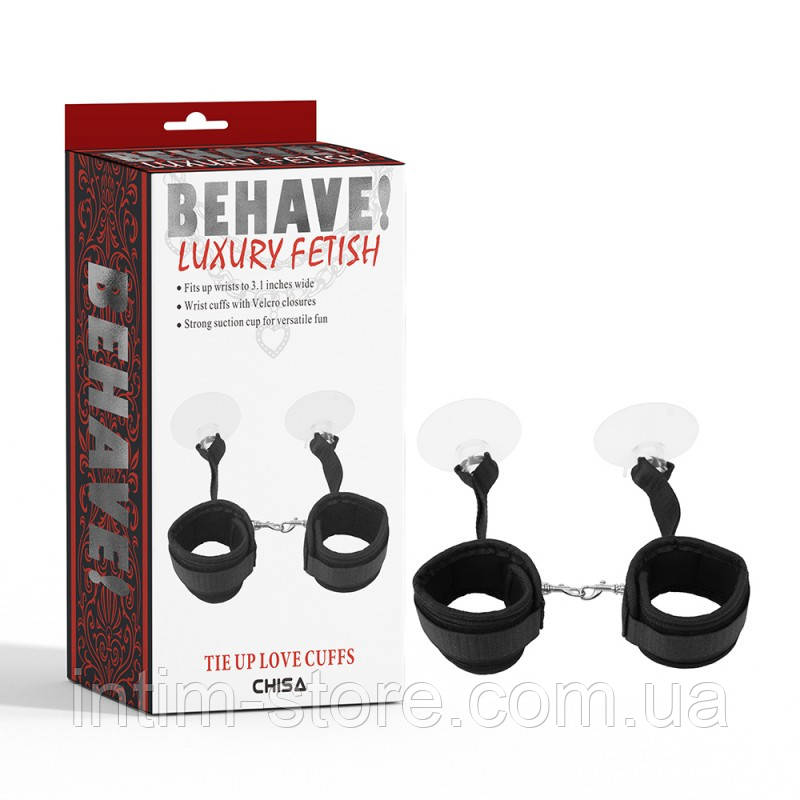 Наручники на присосках Tie Up Love Cuffs, Черный, фото 1