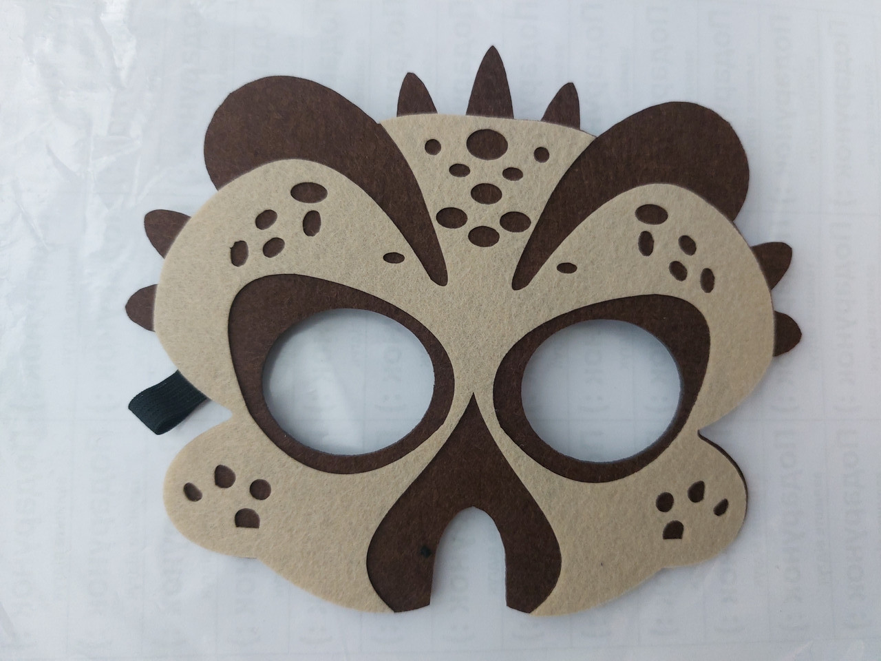 Дитяча маска динозавр для хлопчиків 18 на 14 см коричневий, фото 1