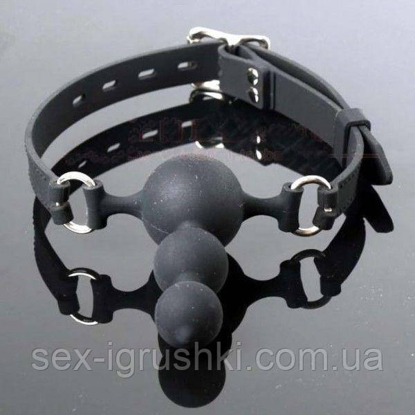 Кляп дилдо чорного кольору Gag with Silicone Plug, Черный