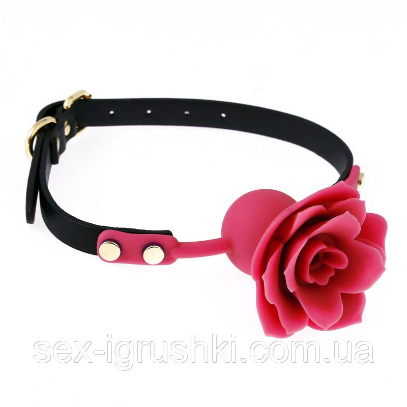 Силіконовий кляп з рожевою трояндочкою Silicone Rose Ball Gags Pink, Рожевий